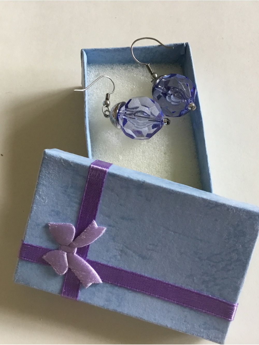 Lavender Faceted Bead Drop Earrings - Women Jewelry